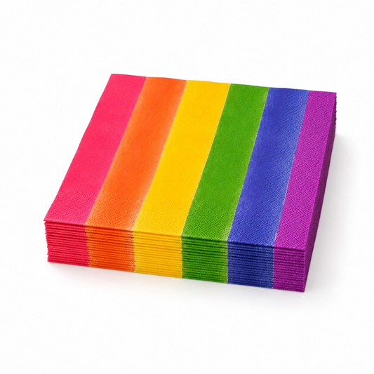 Servetten 3 laags regenboog 33x33cm 20 stuks