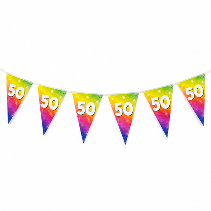 Vlaggenlijn regenboog  50 jaar - 6m (15 vlaggen)