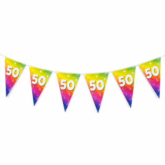 Vlaggenlijn regenboog  50 jaar - 6m (15 vlaggen)