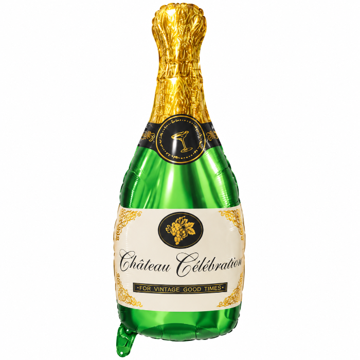 Folieballon_champagnefles_groen_goud