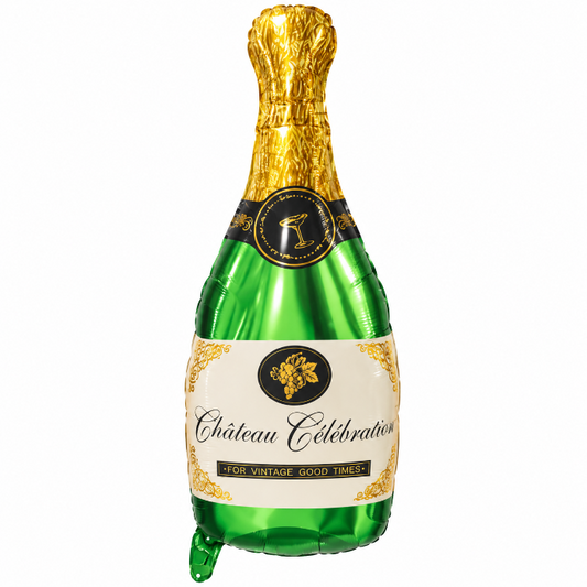 Folieballon_champagnefles_groen_goud