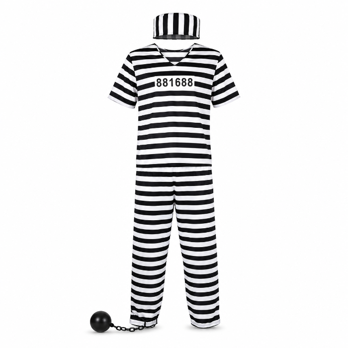 kostuum-gevangene-shirt-broek-muts-one-size