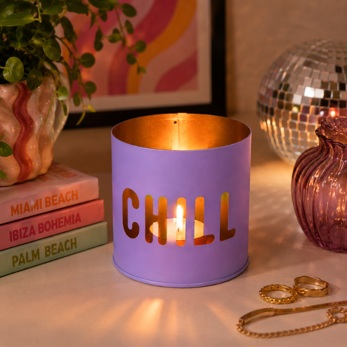 Waxinelichthouder "CHILL" lila