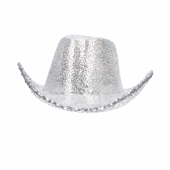cowboyhoed-pailletten-zilver