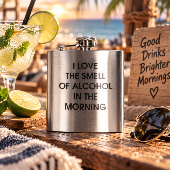 Heupfles I love the smell of alcohol in the morning