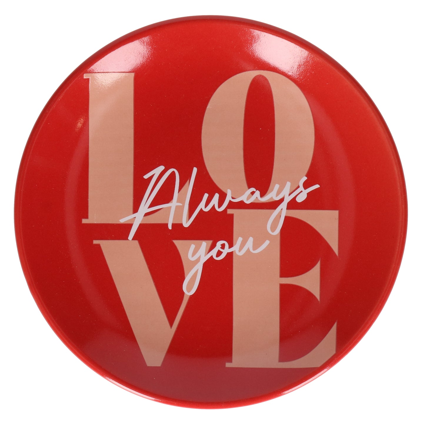 Bord 'Love' - rood met oranje - 12 cm