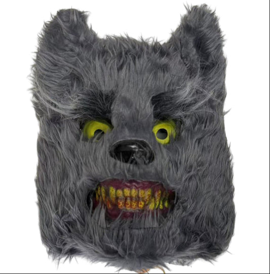 Masker wolf grijs harig