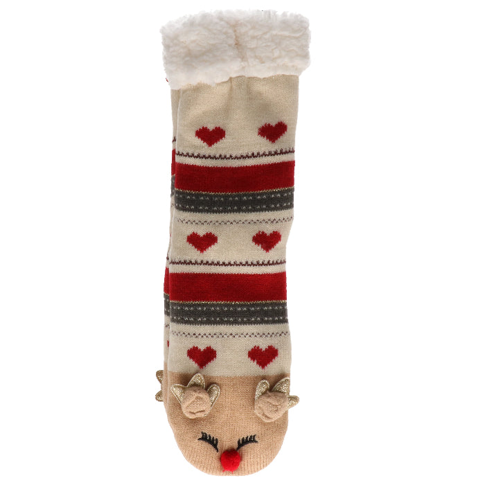 sherpa-sokken-rendier-beige-rood-maat-36-43