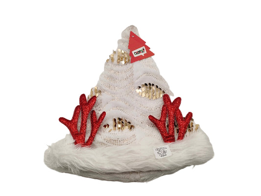 Kerstmuts roze met glitters en rendieroortjes