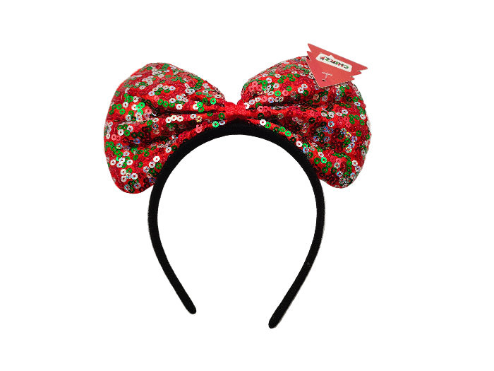 Diadeem grote strik rood met glitters