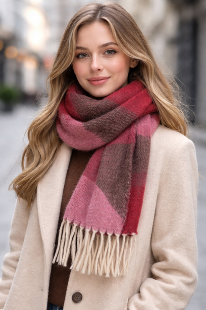 sjaal-donkerroze-donkergroen