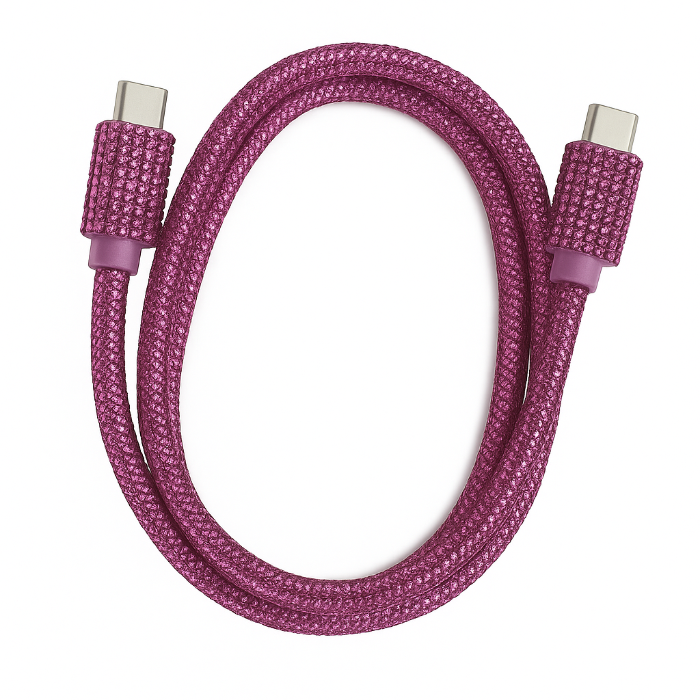 USB-C USB-C kabel 1m roze diamanten