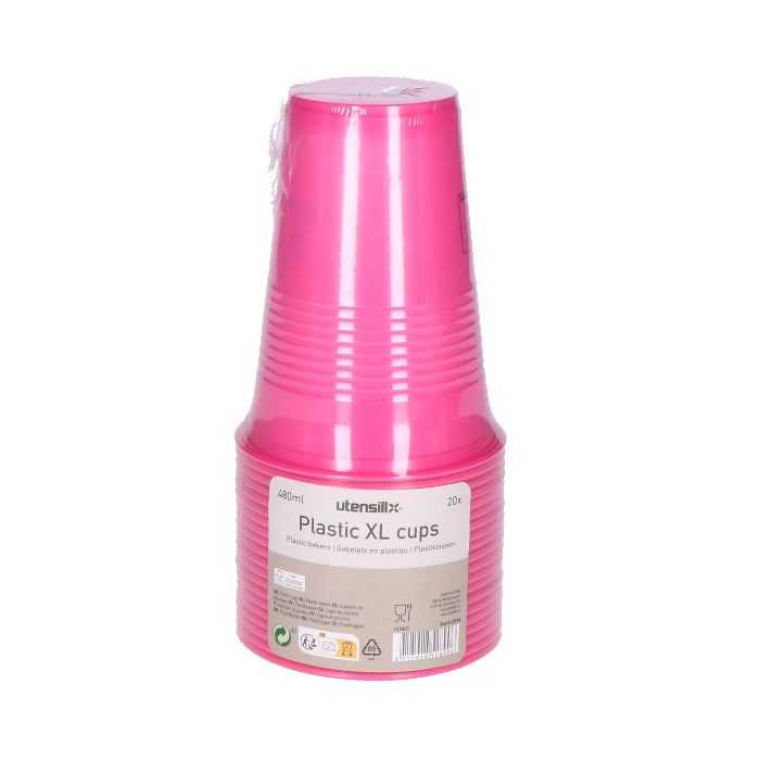 plastic-beker-xl-roze-480ml-20-stuks