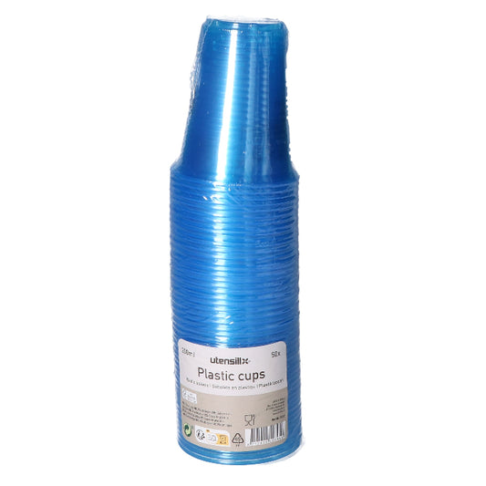 plastic-beker-blauw-200ml-50-stuks