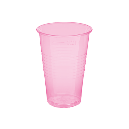 Bekers plastic roze – 50 stuks (200 ml)