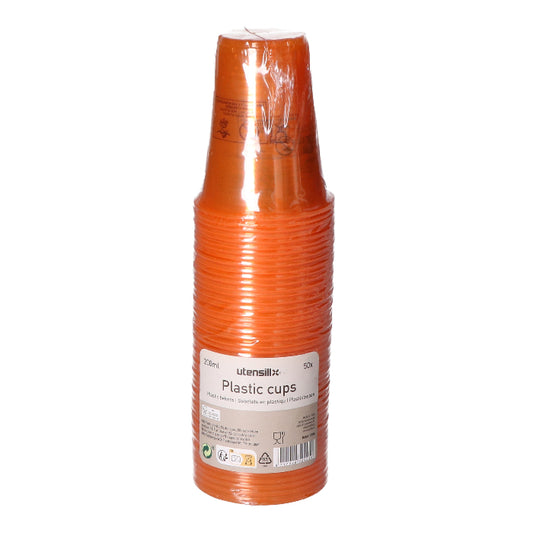 plastic-beker-oranje-200ml-50-stuks
