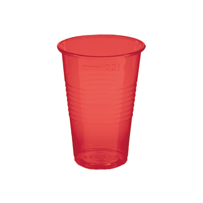 Bekers plastic rood – 50 stuks (200 ml)
