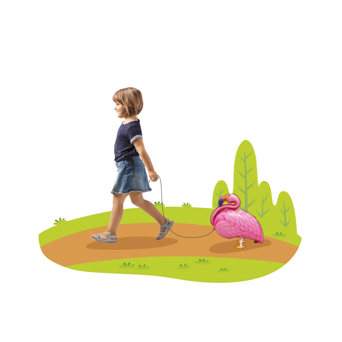 Folieballon wandelende flamingo - 53 x 52 cm