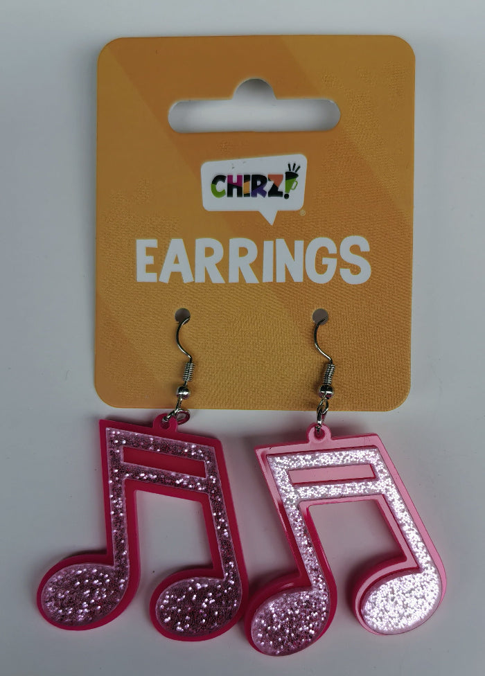 Oorbellen-muzieknoot-roze