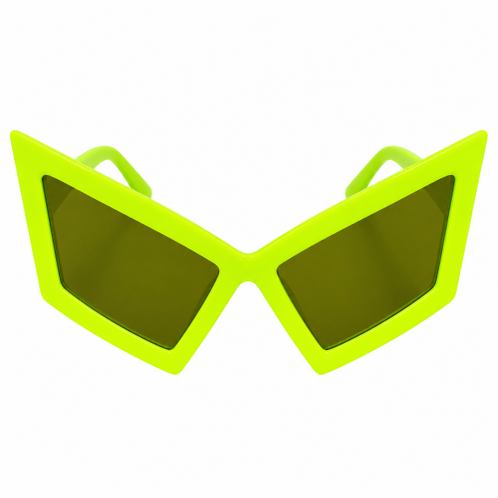 Partybril vlinder neon geel