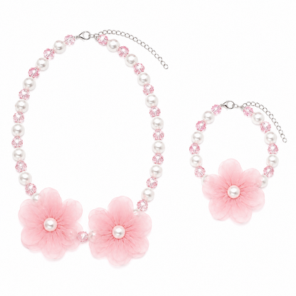 ketting-armband-set-bloem-roze-wit-655
