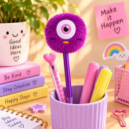 Monster Pen met Gezicht Paars