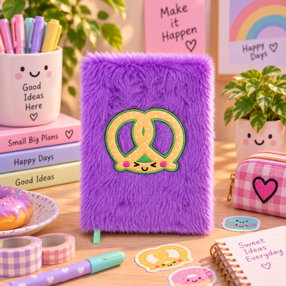 Kawaii Pluizig Notitieboek A5 Pretzel