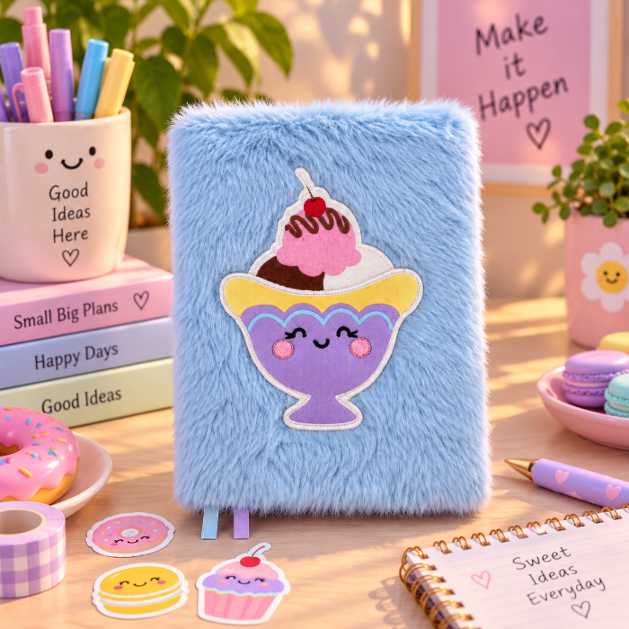 Kawaii Pluizig Notitieboek A5 Sundae