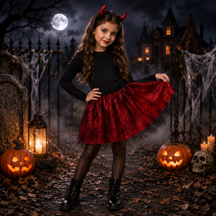 Tutu rood - spinnenweb - 4-6jr