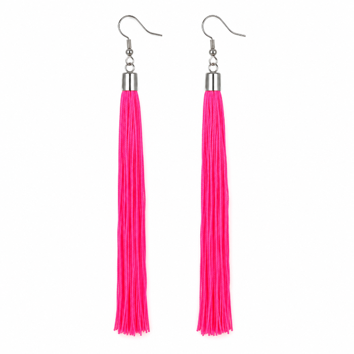 oorbellen-franjes-neon-roze