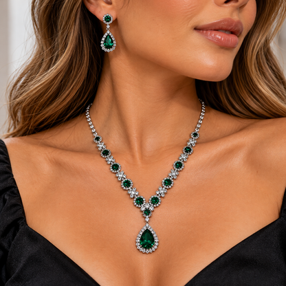 sieradenset-groen-zilver-631