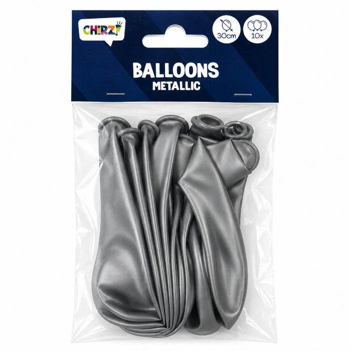 Ballonnen Metallic - Zilver - 30cm - 10 
stuks