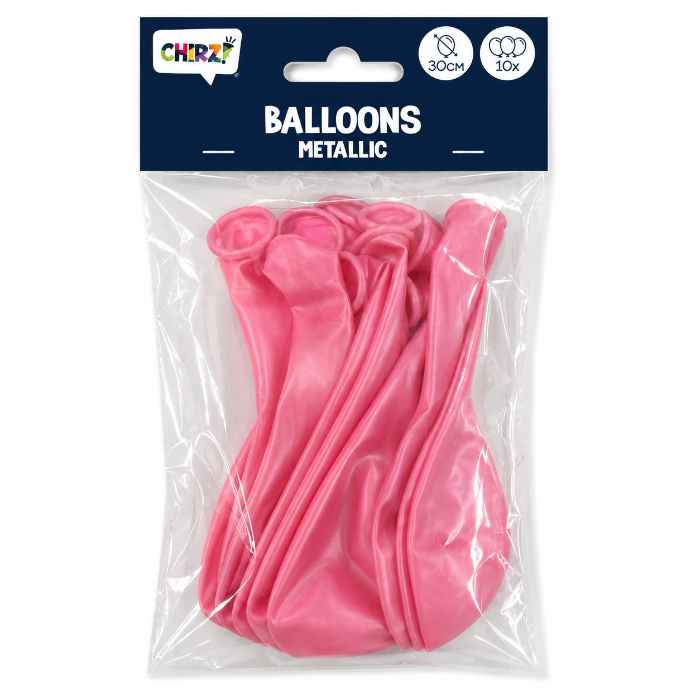Ballonnen Metallic - Roze - 30cm - 10 
stuks