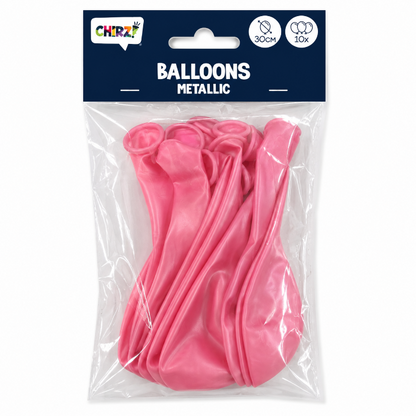 Ballonnen Metallic - Roze - 30cm - 10 
stuks
