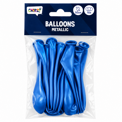 Ballonnen Metallic - Blauw - 30cm - 10 
stuks