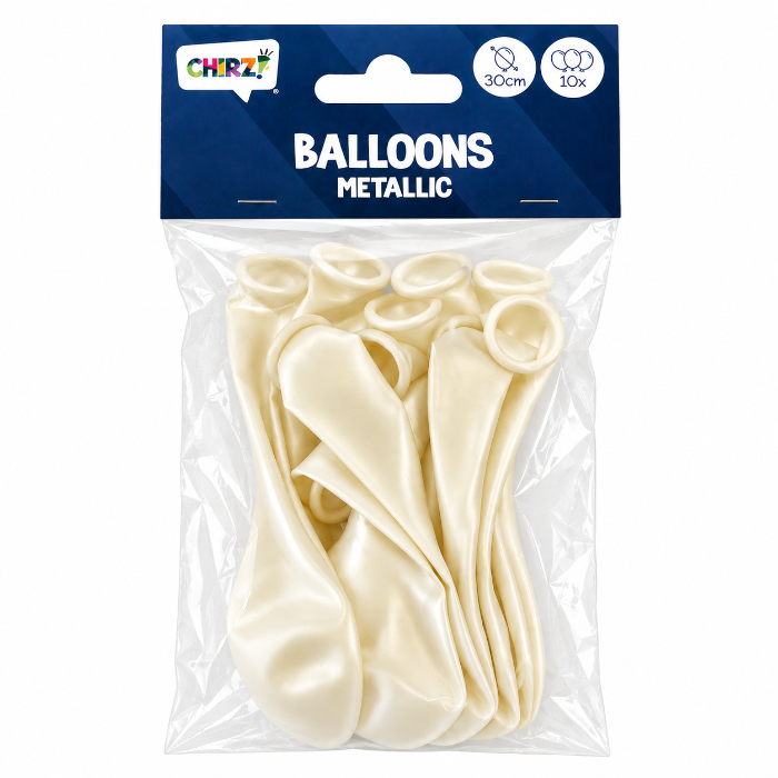 ballonnen Metallic - Wit - 30cm - 10 
stuks