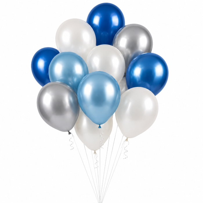 Ballonnen Metallic - Mix Blauw - 30cm - 
12 stuks