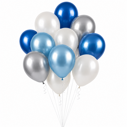 Ballonnen Metallic - Mix Blauw - 30cm - 
12 stuks