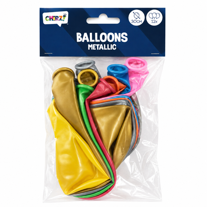 Ballonnen Metallic - Mix Gemengd - 
30cm - 12 stuks