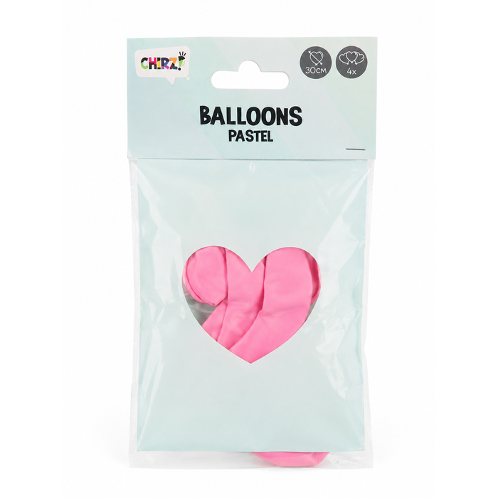 Ballonnen Pastel Hart - Roze - 30cm - 4 stuks