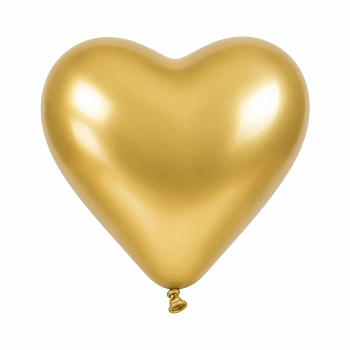 Ballonnen Metallic Hart - Goud - 30cm - 3 stuks