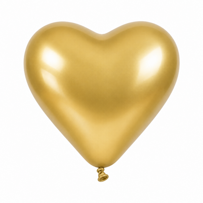 Ballonnen Metallic Hart - Goud - 30cm - 3 stuks