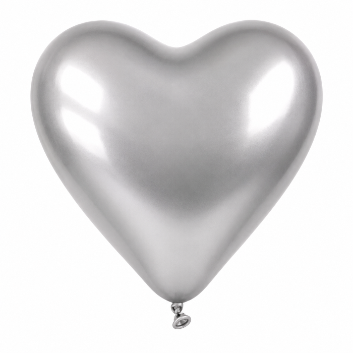 Ballonnen Metallic Hart - Zilver - 30cm - 3 stuks