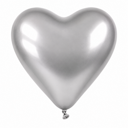 Ballonnen Metallic Hart - Zilver - 30cm - 3 stuks