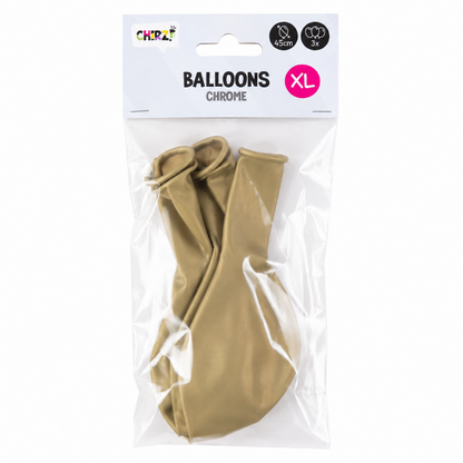 Ballonnen Chrome - Goud - 45cm - 3 stuks