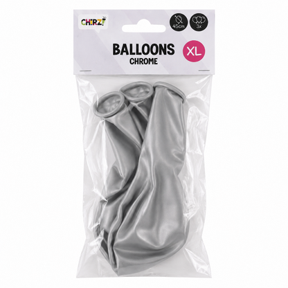 Ballonnen Chrome - Zilver - 45cm - 3 stuks