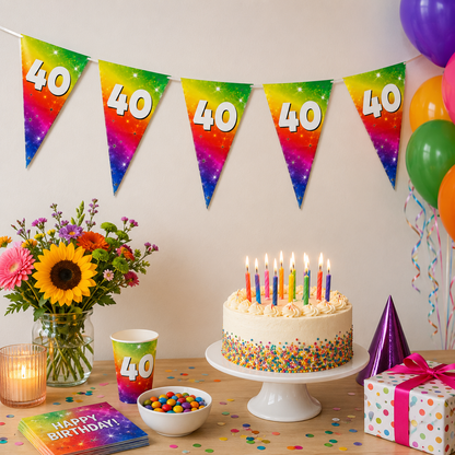 Vlaggenlijn regenboog 40 jaar - 6m (15 vlaggen)