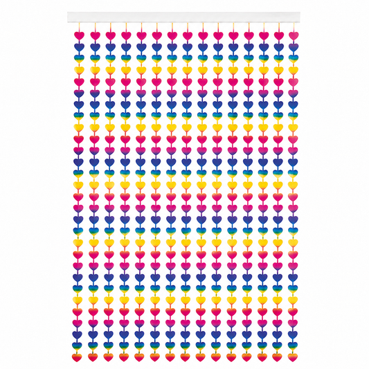 Deurgordijn regenboog folie hart 1 x 2m
