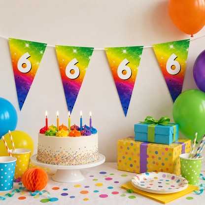 Vlaggenlijn fregenboog 6 jaar - 6m (15 vlaggen)