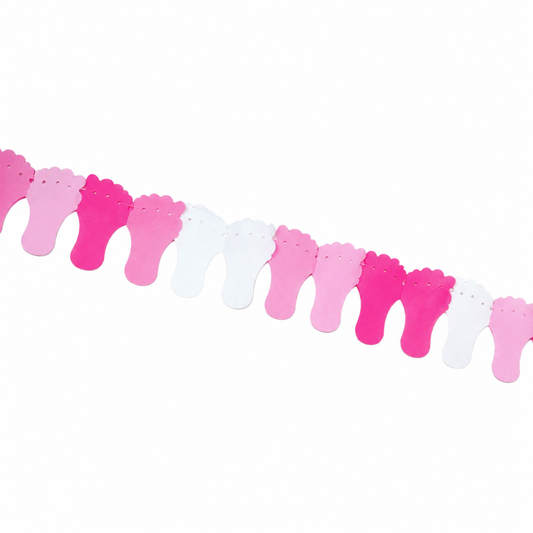 Vlaggenlijn Babyvoetjes roze/wit